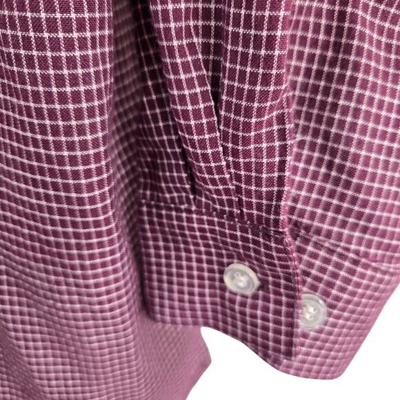 Haland Men's Shirt Large L Dress Button Down Maroon Checked Top - Picture 4 of 8